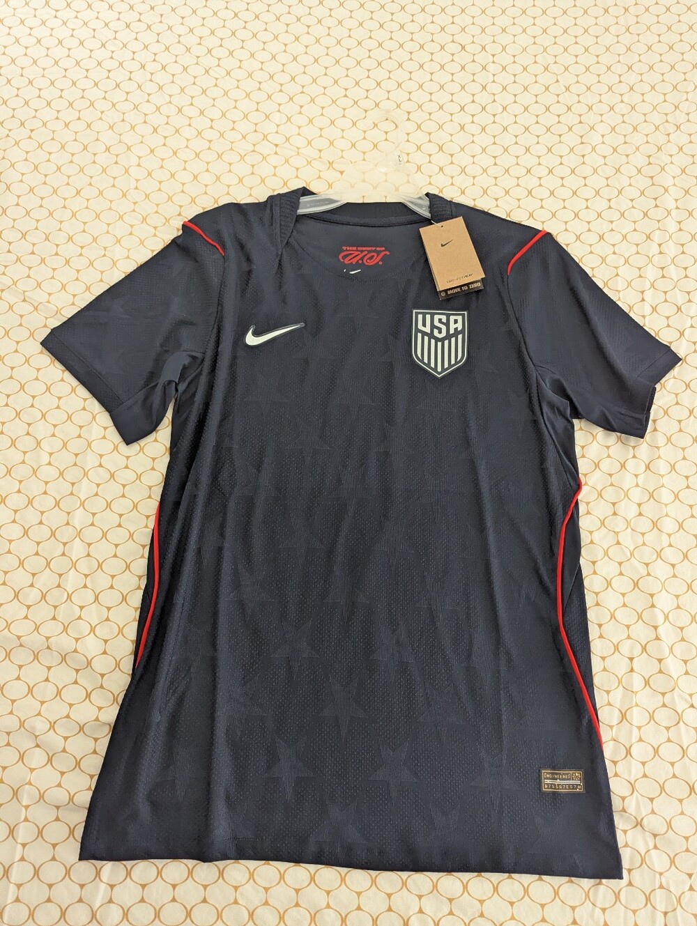 Nike USA Men's Black Soccer Jersey with Red Accents